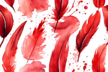 red paint brush strokes in watercolor on a transparent background