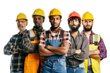 Starkes Team mit multiethnischen Fachkräfte, transparenter Hintergrund