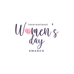 international womens day with heart 8 march greeting or wishing card fonts, text withsocial media  banner, post, design vector illustration