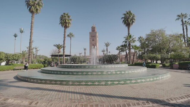 Minaret de la Koutoubia Kutubiyya Mosque from Parc Lalla Hasna Marrakesh, Morocco