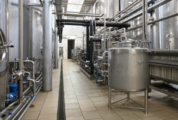Interior of an industrial alcohol production workshop