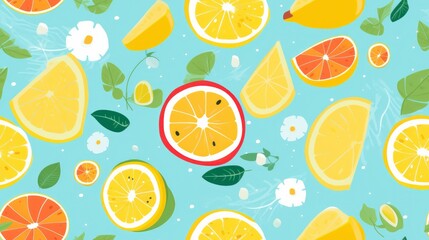 Slice or piece lemon on summer background