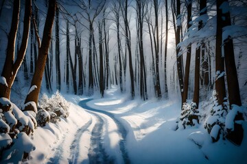 Fototapeta premium winter forest in the morning