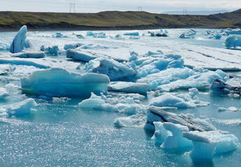 Ice floes in glacier lagoon Jokulsarlon Iceland. 