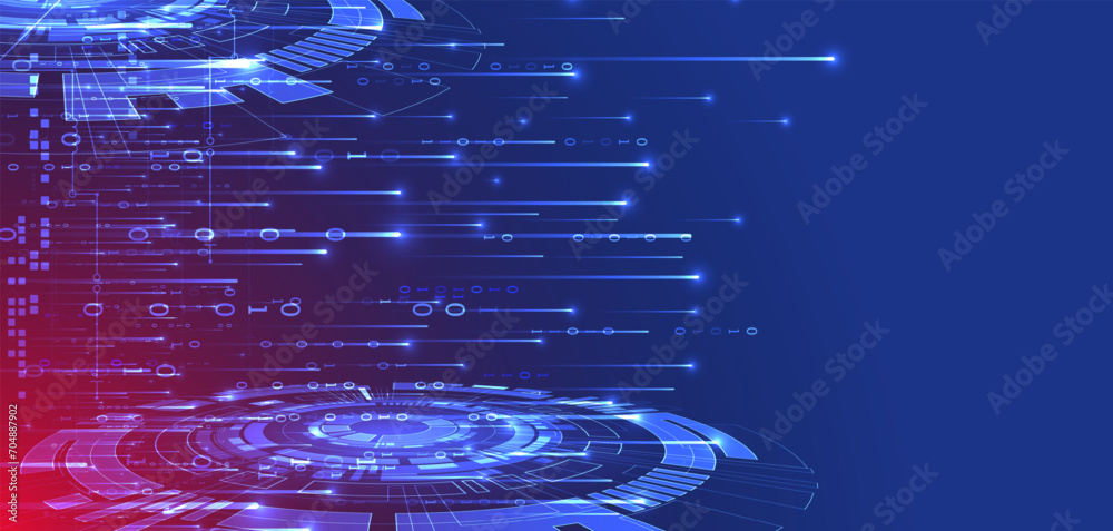 Poster Handmade abstract technology concept. Circuit board, high computer color background. Vector illustration with space for content, web - template, business tech presentation.