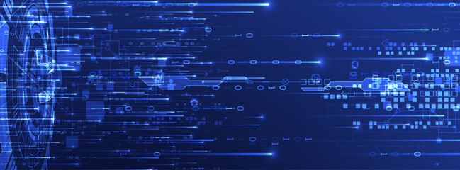 Handmade abstract technology concept. Circuit board, high computer color background. Vector illustration with space for content, web - template, business tech presentation.