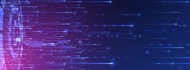 Handmade abstract technology concept. Circuit board, high computer color background. Vector illustration with space for content, web - template, business tech presentation.