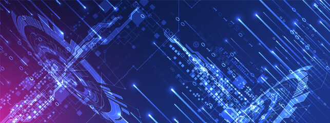 Handmade abstract technology concept. Circuit board, high computer color background. Vector illustration with space for content, web - template, business tech presentation.