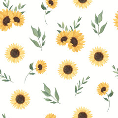 Yellow Sun Seamless Pattern Flower Frame Background