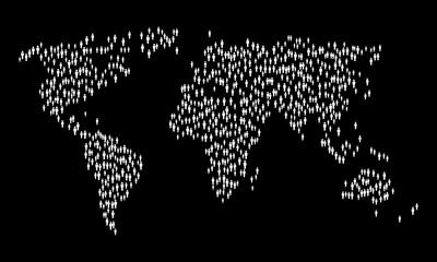 World map of people simple illustration