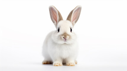 Obraz na płótnie Canvas White cute bunny rabbit isolated on a white background.