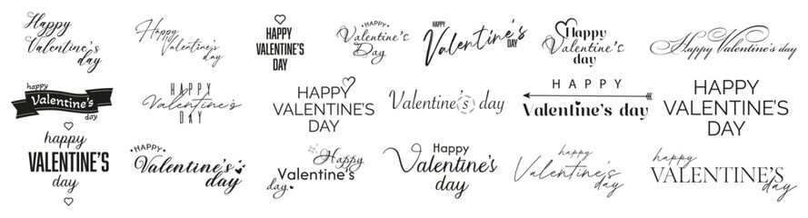 
Set of Valentine's Day vector hand lettering set of inscriptions isolated on white background. Handwritten poster or greeting card. Valentine's Day typography. 
