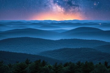 Obraz premium forest mountains with the milky way in the sky professional photography