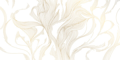 Vector line pattern background, abstract wave luxury golden art, curve design, line illustration, japanese graphic style.