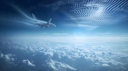 Sky Symphony Jet Aircraft Dance Amidst Radar Waves