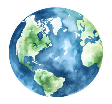 Watercolor Earth illustration. Hand drawn watercolor planet. Earth Day
