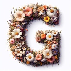 Obraz premium Flowers letter G. AI generated illustration