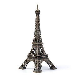 Eiffel Tower miniature replica, isolated on white background