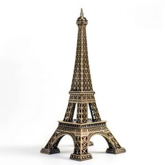 Fototapeta na wymiar Eiffel Tower miniature replica, isolated on white background