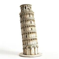 The Leaning Tower of Pisa miniature replica, isolated on white background