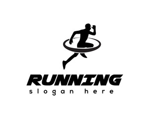 running logo design template shadows of people running