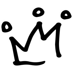 Crown isolated on white background in brush drawn symbol.