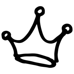 Crown isolated on white background in brush drawn symbol.