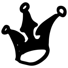 Crown isolated on white background in brush drawn symbol.