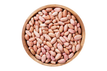 bowl of peanuts isolated on transparent background, top view