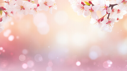blurry pink blossoms with bokeh lights background