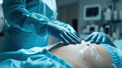 Operation of a pregnant woman. - obrazy, fototapety, plakaty