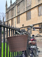 Vertical cropped shot of vintage bicycle basket