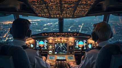 Fototapeta premium Navigating Global Skies The Professionalism and Dedication of International Flight Crews