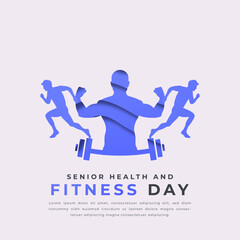 Senior Health and Fitness Day Paper cut style Vector Design Illustration for Background, Poster, Banner, Advertising, Greeting Card