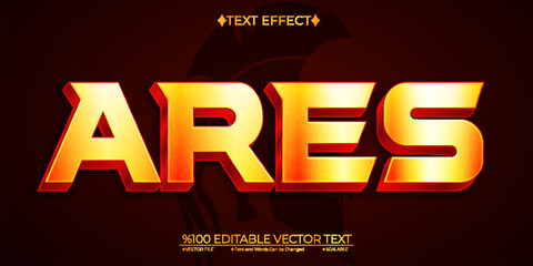 Gold Greek God Ares Editable Vector 3D Text Effect
