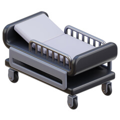 PNG 3D hospital bed icon isolated on a white background