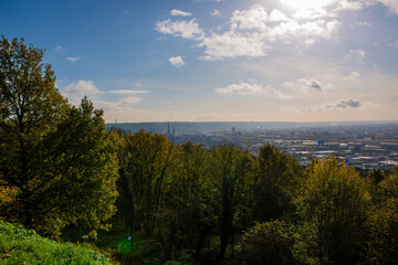 Rouen, as seen from Mont saint aigan, with lots of nice trees in the foreground