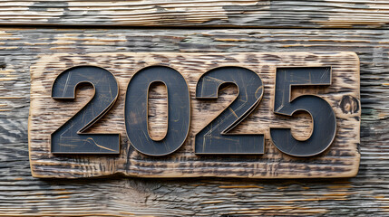 Happy New Year, Happy 2025, new year concept,"2025" written in cedar wood style full detailed, photor ealistic, on isolated background, Generative Ai