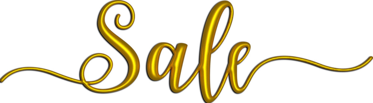 Sale hand lettering 3d in gold 

