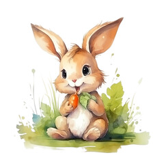 watercolor easter bunny on transparent background