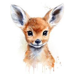 watercolor baby deer on transparent background