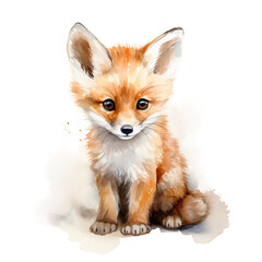 Fototapeta premium watercolor baby fox on a transparen tbackground
