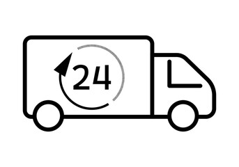 Icono negro de envió en 24 horas de camión.