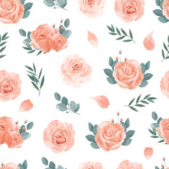Peach Rose Seamless Pattern Flower Frame Background