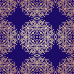 Seamless background with geometric and floral elements. Tribal ethnic mandala ornament for scarf, shawl, hijab design. vector