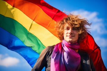 homosexual holding rainbow flag, Find a Rainbow Day