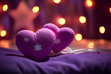 Valentine's Day Starry Heart Pillows - obrazy, fototapety, plakaty