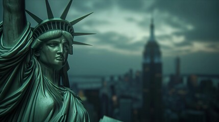 Fototapeta premium Statue of Liberty, USA. Generative AI