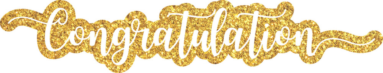 Congratulation hand lettering in gold glitter
