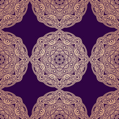 Seamless background with geometric and floral elements. Tribal ethnic mandala ornament for scarf, shawl, hijab design. vector